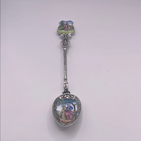Czechoslovakia Klepa Arts Victorian Silver Enamel Souvenir Spoon 5 1/8'' L - Picture 1 of 7